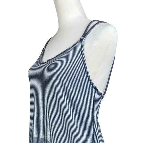 Lululemon Breezy Gray Stripe Thin Strap Open Back Lightweight Athletic Tank Top - Picture 6 of 9
